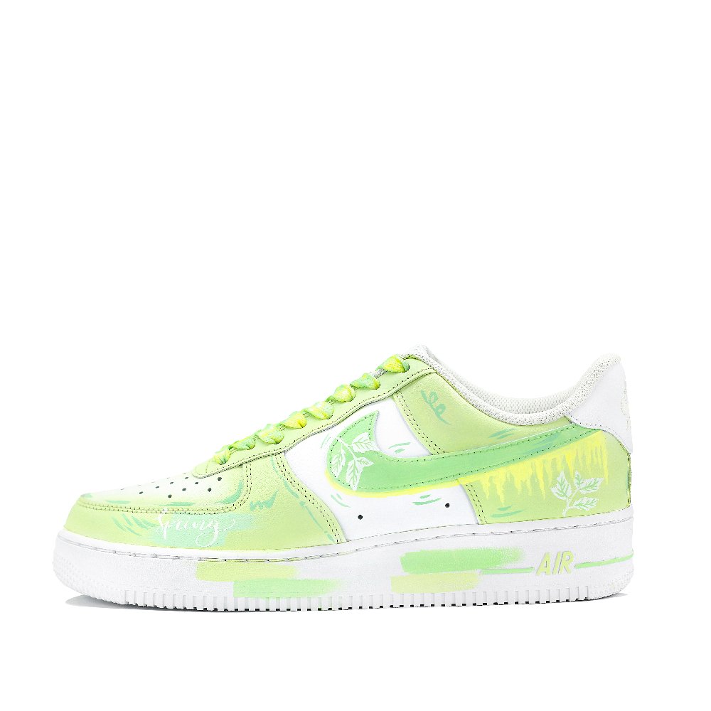 Nike Air Force 1 Low Top Skateboard Shoes Men's Green Yellow