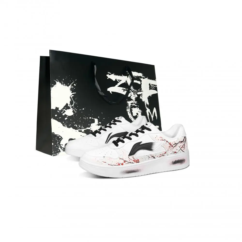 LiNing Pontoon Boats Slip Resistant, Abrasion Resistant, Breathable Low top Skateboard Shoes Men's Red White