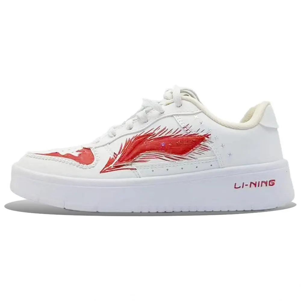LiNing Pontoon Boats Wear resistant And Lightweight Low top Skateboard Shoes Women's White