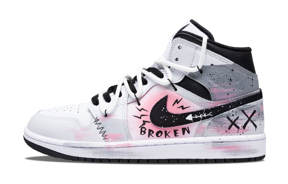 JORDAN Air JORDAN 1 Vintage Basketball Shoes Men High Top White/Black/Pink
