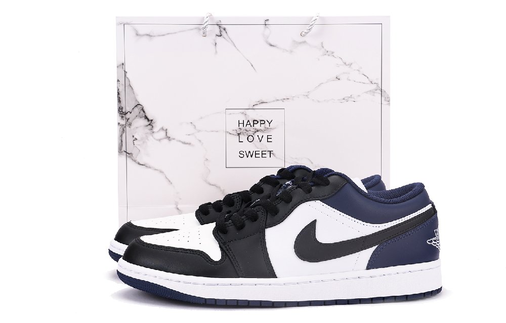 Jordan Air Jordan 1 Slip-Resistant Coverage Balance Impact-Resistant Low-Top Vintage Basketball Shoes GS White Blue
