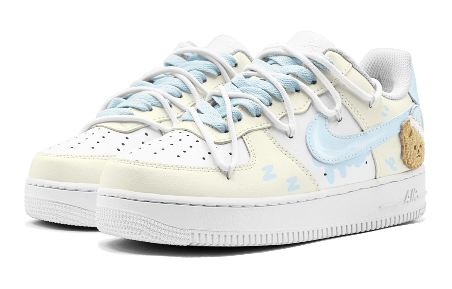 Nike Air Force 1 Honey Bear, Adorable And Youthful Slip Resistant Low top Casual Skateboard Shoes GS Blue Yellow купить в интернет-магазине Yoocart с быстрой доставкой по России.