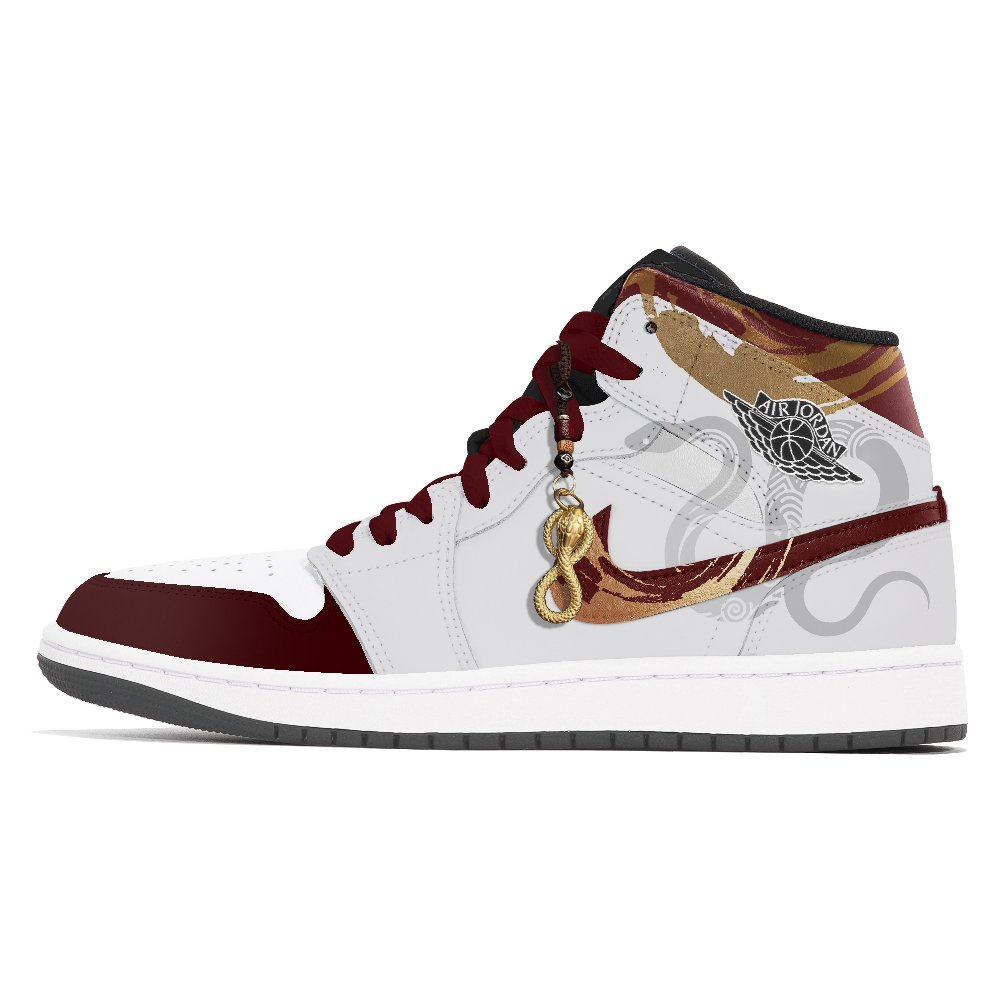 Jordan Air Jordan 1 Joy Lemon Abrasion-Resistant Slip-Resistant Mid-Top Vintage Basketball Shoes Unisex Gray Red