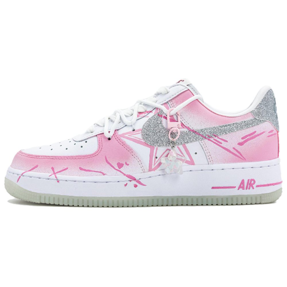 Nike Air Force 1 Star Pink Charm Anti Slip Wear Resistant Low Top Skateboard Shoes Women's Pink