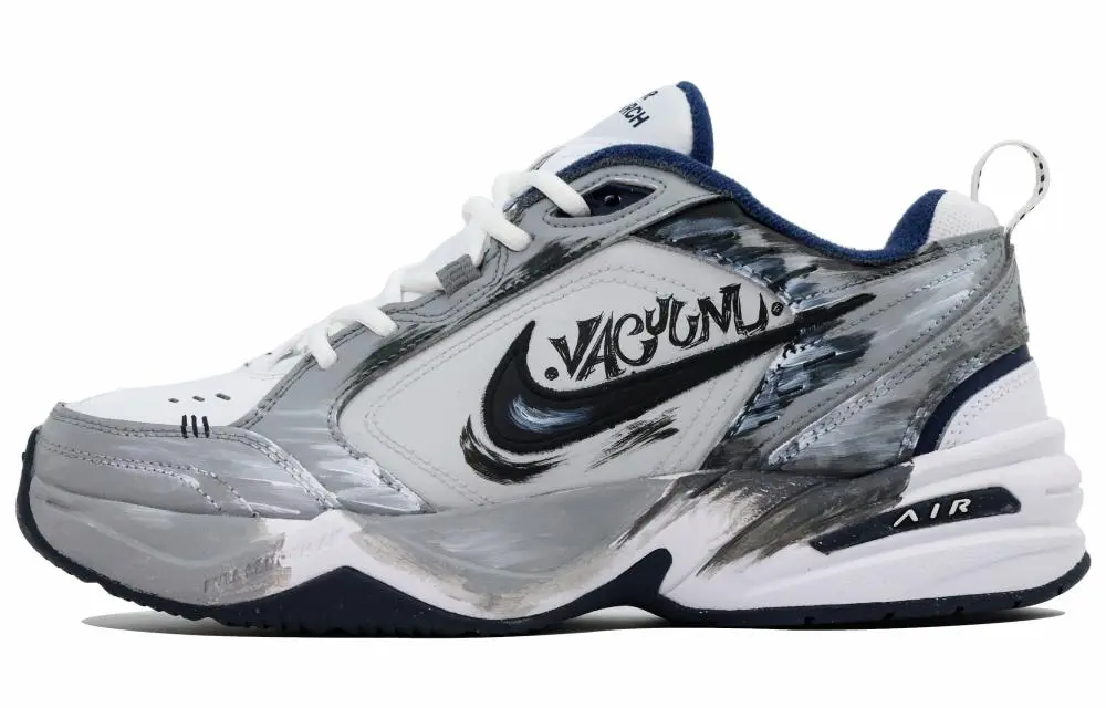 Nike Air Monarch 4 Ink Wave Cushioning, Wear Resistant Low top Chunky Sneakers Unisex Gray White