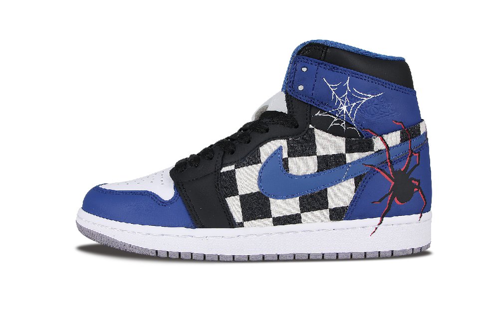 Jordan Air Jordan 1 High Wear-Resistant Slip-Resistant High-Top Vintage Basketball Shoes Unisex Blue Black