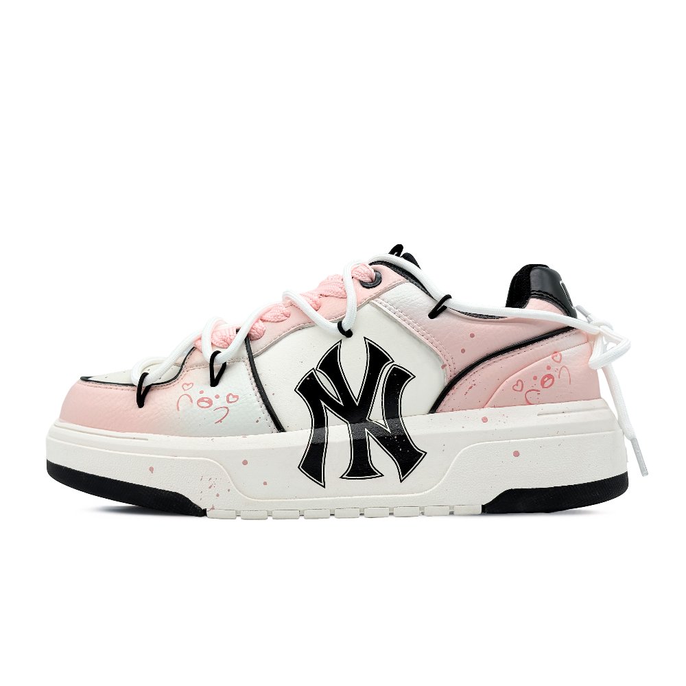 MLB Chunky Liner Abrasion Resistant Low Top Skateboard Shoes Unisex White Pink
