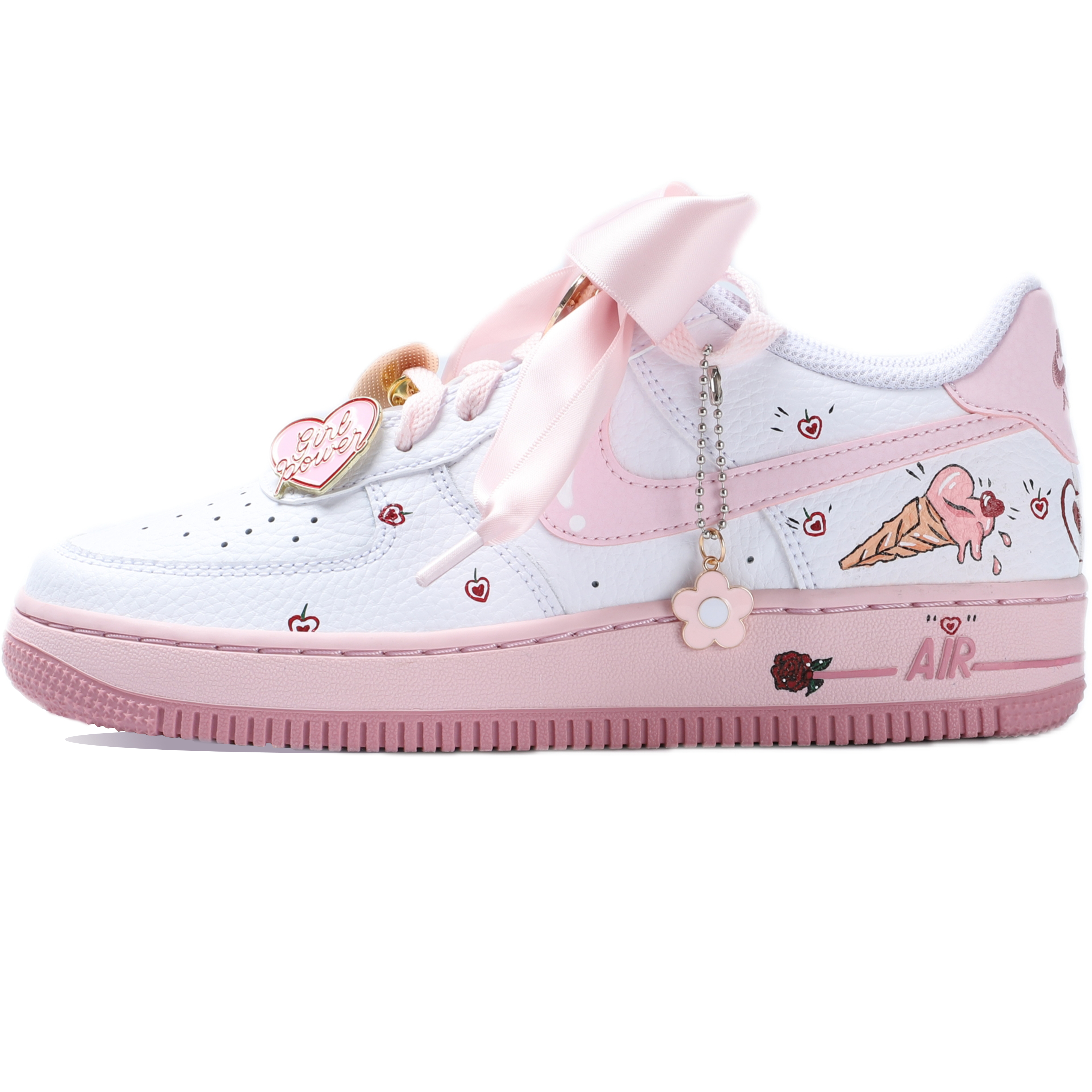 Nike Air Force 1 Skateboard Shoes GS White Pink