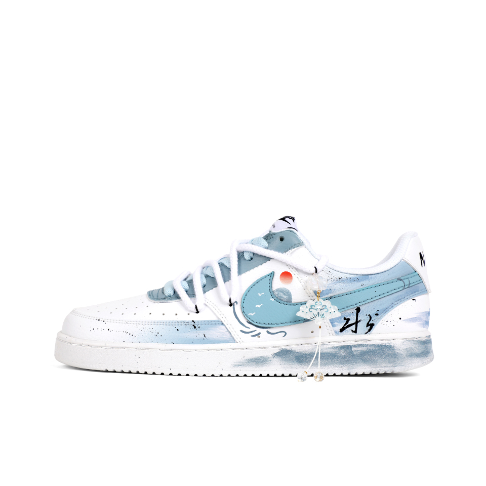 Nike Court Vision 1 Slip-Resistant Low-Top Skateboard Shoes Women's Blue White