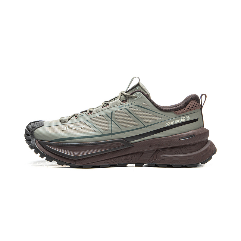 LiNing Cushioning, Slip Resistant, Abrasion Resistant, Support, Balance Low top Hiking Shoes Unisex Withered Grass Gray