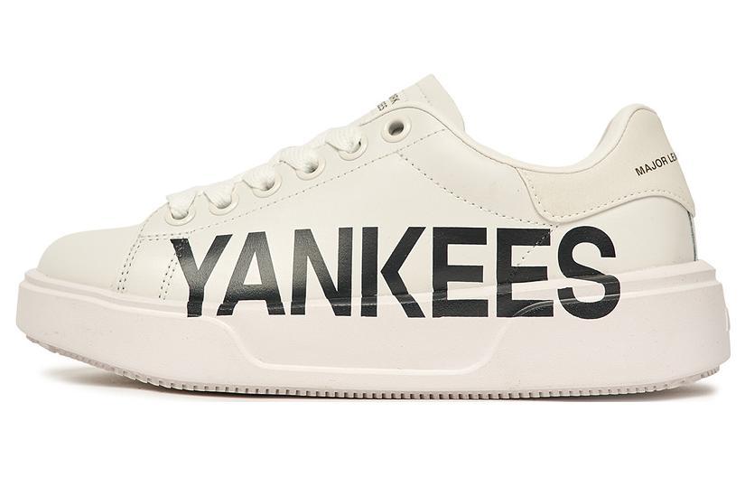 MLB Chunky Classic P NY Anti-Slip Wear-Resistant Low-Top Skateboard Shoes Unisex White Black