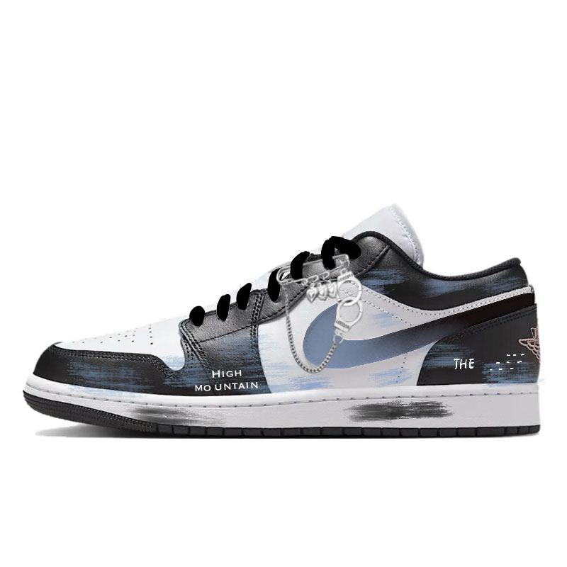 Jordan Air Jordan 1 Ink Flame Low Top Vintage Basketball Shoes Men's Gradient Blue