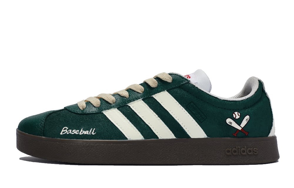 Adidas Neo Vl Court 811 Manufacture Baseball Pitcher Low-Top Skateboard Shoes Unisex Green Beige