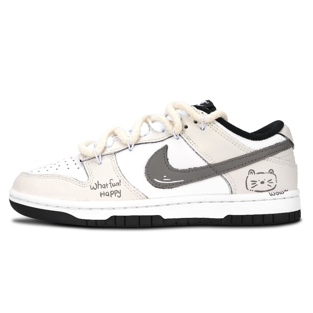 Nike Dunk Black White, Happy Meowth Abrasion Resistant Low Top Skateboard Shoes Unisex Beige