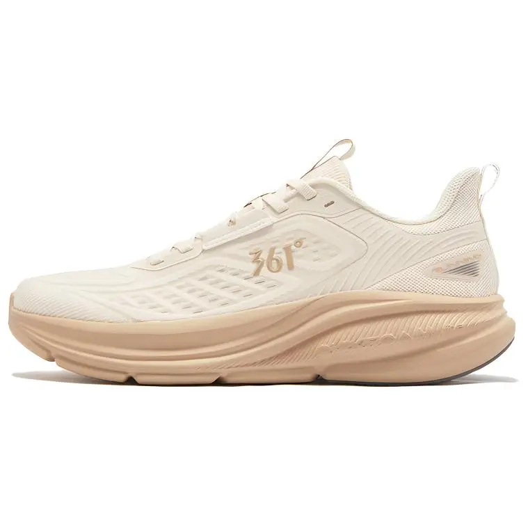 361° Anti Slip Wear Resistant Low Top Casual Running Shoes Men's Lotus Seed White Apricot Tea Brown