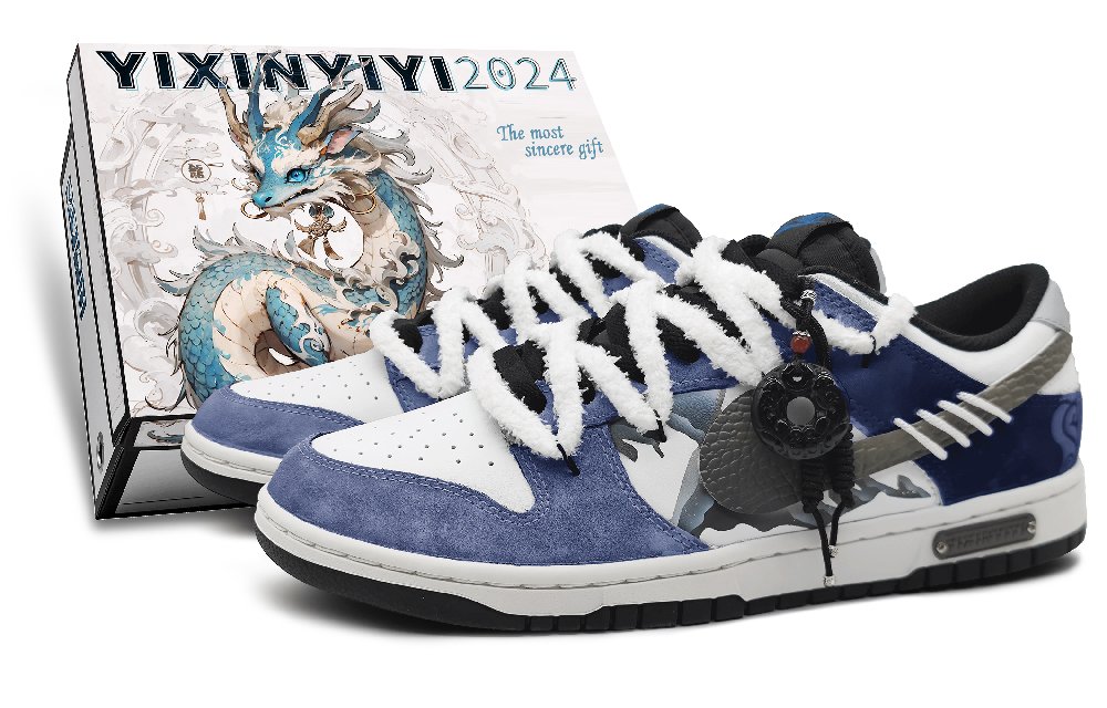 Nike Dunk Low-Top Skateboard Shoes Unisex White Blue