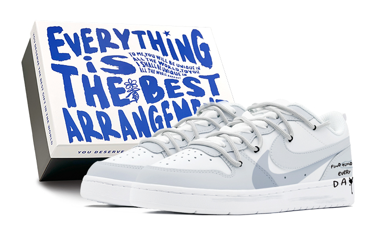 Nike Court Borough Low-Top Skateboard Shoes Women's White Gray