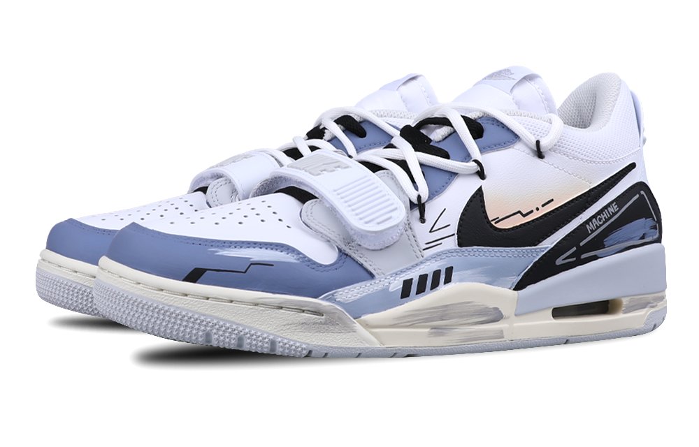 Jordan Legacy 312 Cushioning Wear-Resistant Low-Top Vintage Basketball Shoes Men's White Blue Black