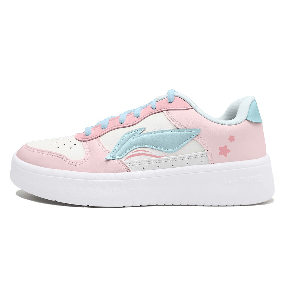 LiNing Pontoon Boats Anti Slip Wear Resistant Low Top Skateboard Shoes Women's White Pink Blue