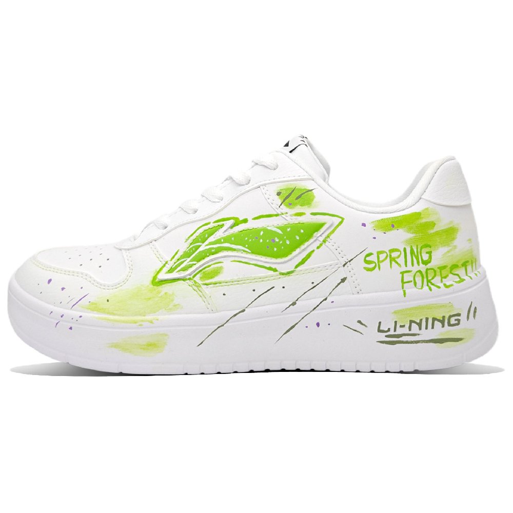 LiNing Pontoon Boats Abrasion Resistant Lightweight Height Increasing Low top Skateboard Shoes Unisex White Green