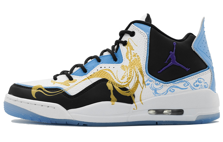 Jordan Courtside 23 Concord Mid-Top Vintage Basketball Shoes Men's White Black Blue Gold