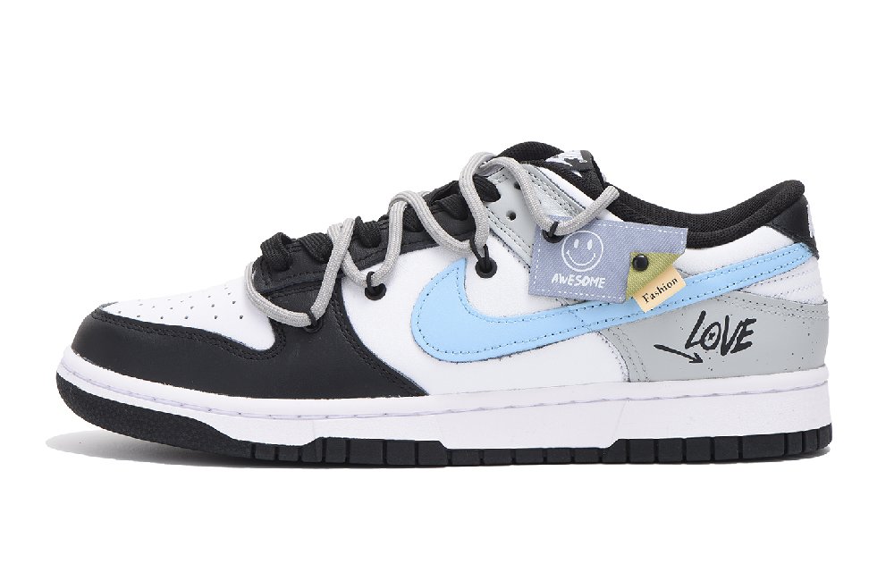 Nike Dunk Low Retro Low-Top Skateboard Shoes Men's Black Gray Blue