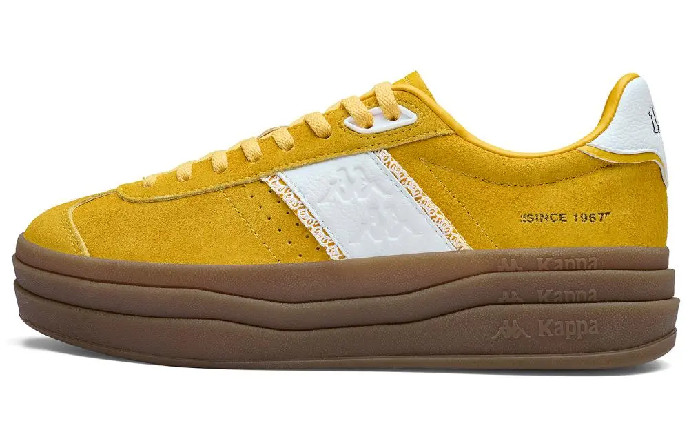 Kappa K love Back to Back Slip Resistant Abrasion Resistant Low top Skateboard Shoes Sri Lanka Yellow Classic White