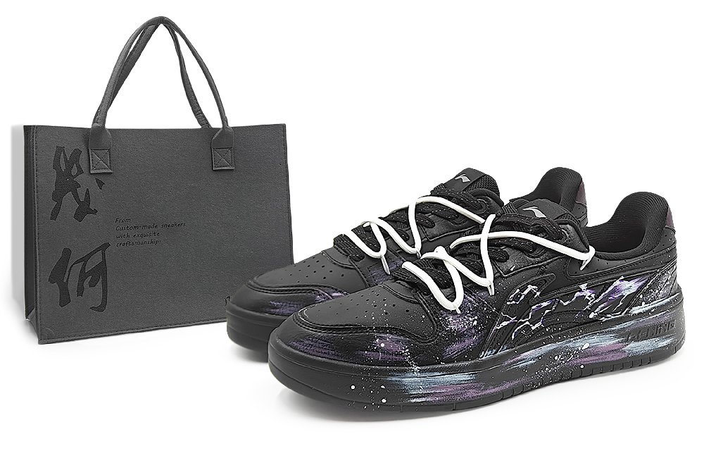LiNing Acer Truncatum Slip Resistant Cushioning Abrasion Resistant Low Top Skateboard Shoes Men's Black Purple