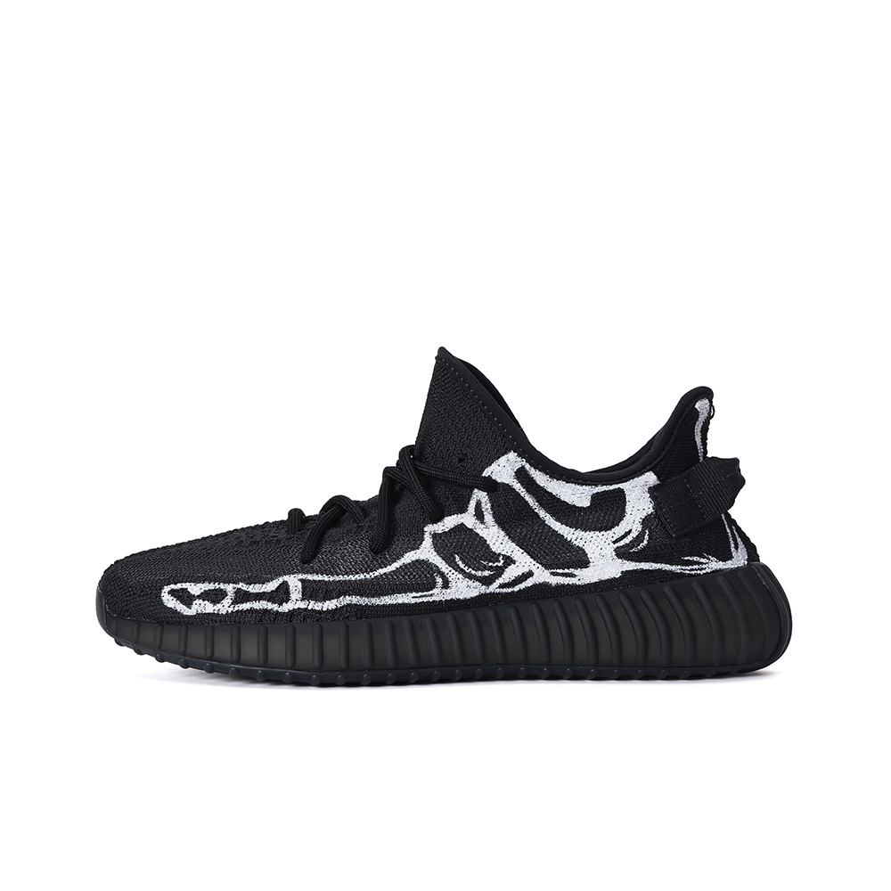 Adidas Originals Yeezy Boost 350 V2 Black Warrior Anti-Slip Wear-Resistant Low-Top Casual Shoes Unisex Black White