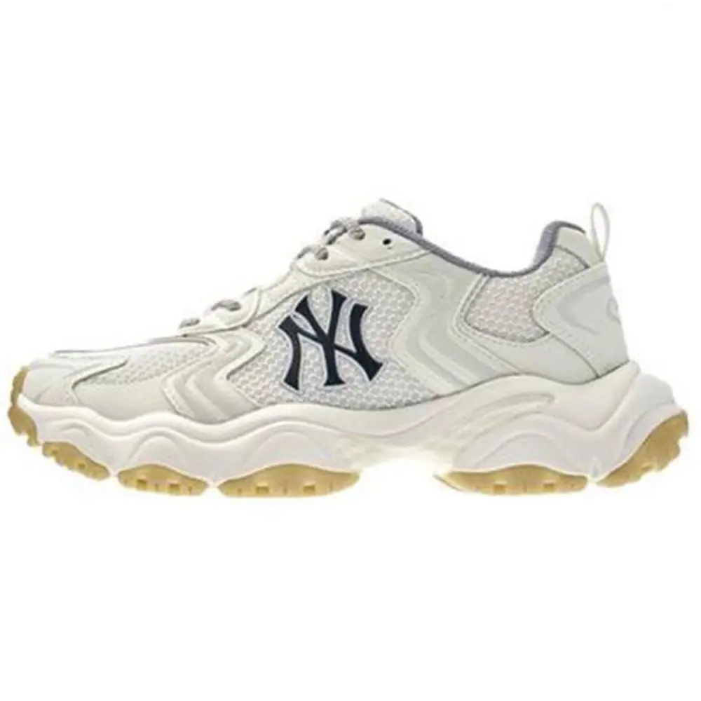 MLB New York Yankees Breathable Lightweight Height Increasing Low top Chunky Sneakers Unisex Ivory White