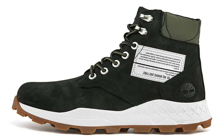 Timberland 6 Inch Brooklyn Side Zip Wide Fit Boots 'Black Nubuck With Green Padded Collar'