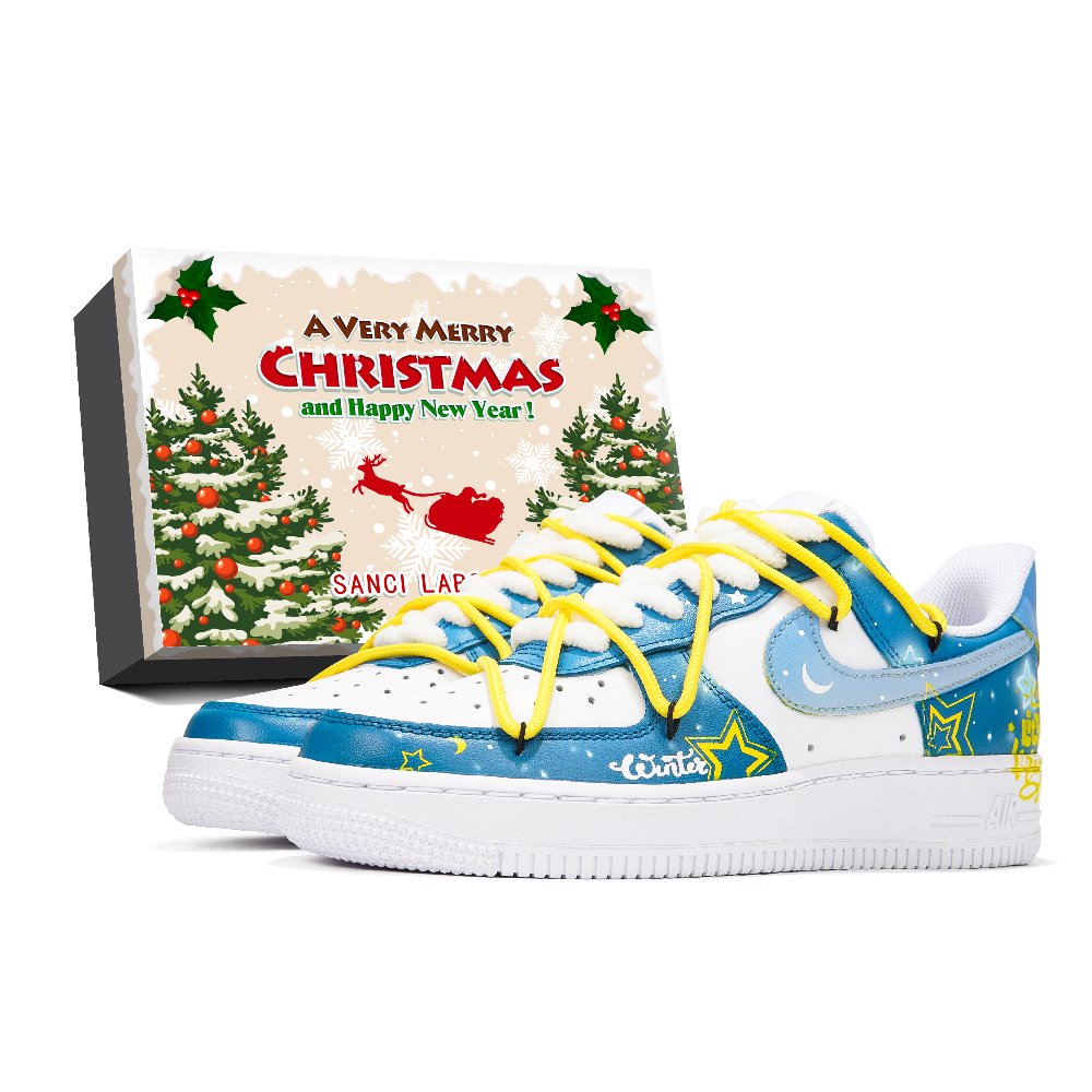 Nike Air Force 1 Low-Top Skateboard Shoes Women's White Blue