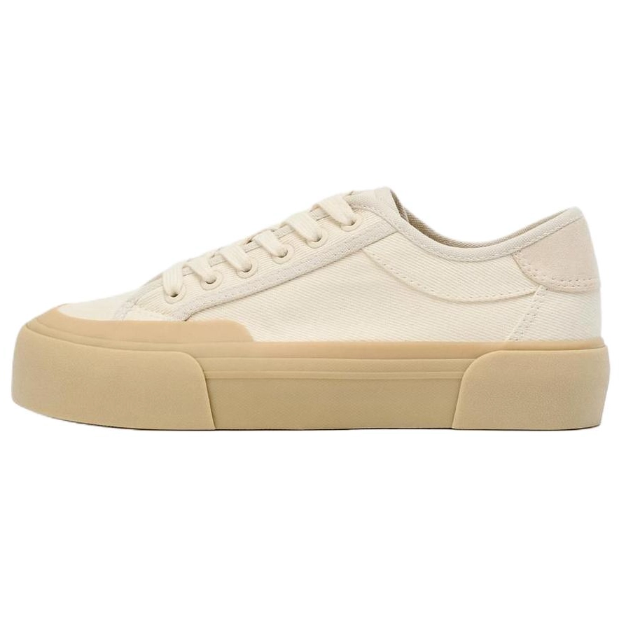 ZARA Low Top Skateboard Shoes Women's Light Beige Yellow купить в интернет-магазине Yoocart с быстрой доставкой по России.