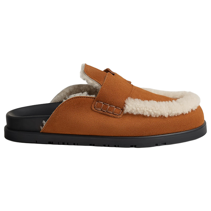 HERMES Closed Toe Slippers Women's Brown