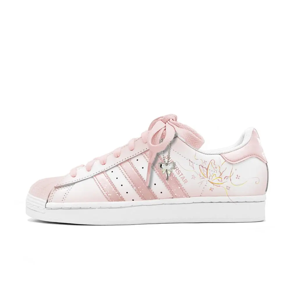 Adidas Originals SUPERSTAR Pink Mantle Dream Butterfly Abrasion Resistant Low top Skateboard Shoes Unisex Pink