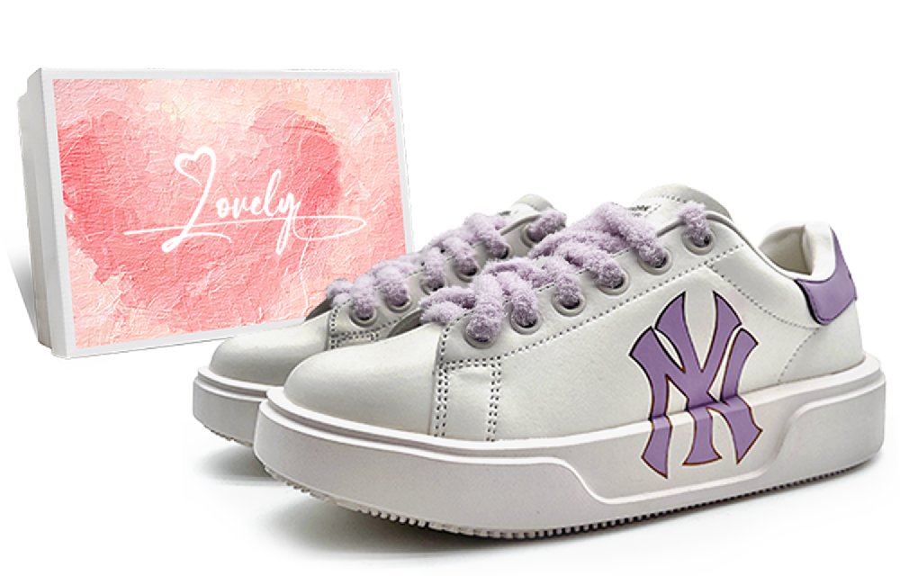 MLB Chunky Classic Durable Breathable Low-Top Skateboard Shoes Unisex White Purple