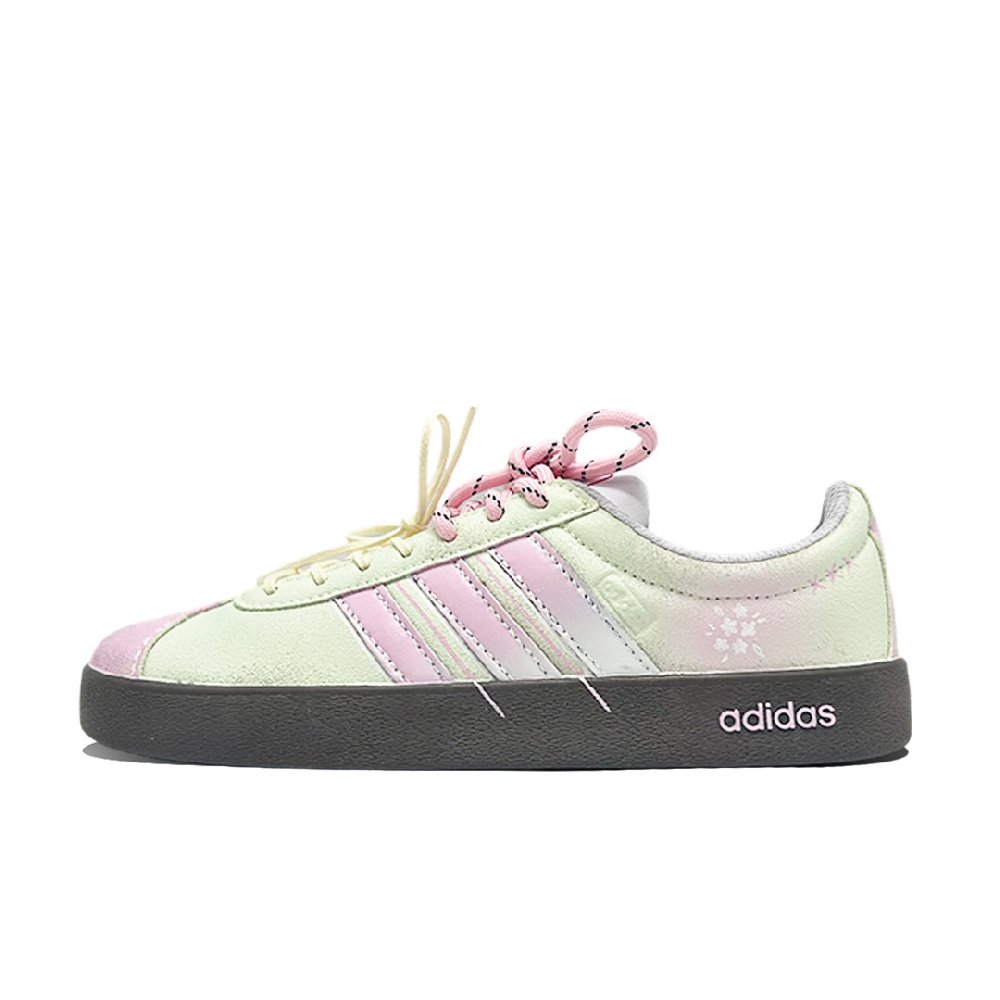 Adidas VL COURT 2.0 Lifestyle Peach Jelly Abrasion Resistant Low Top Skateboard Shoes Unisex Pink