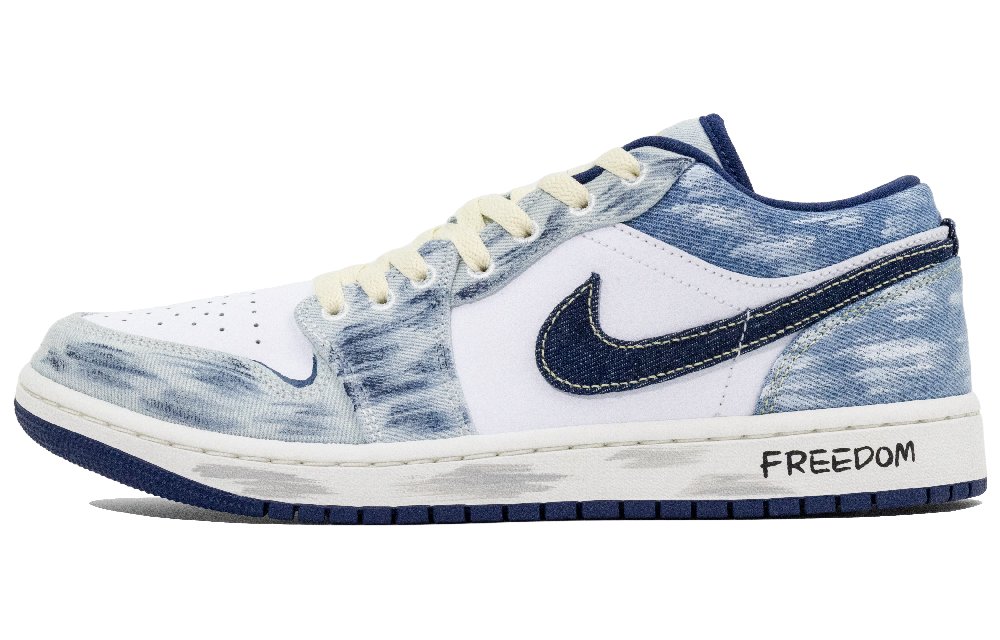 Jordan Air Jordan 1 Impression Of Rebirth Abrasion Resistant Low Top Vintage Basketball Shoes Men's Black White Blue