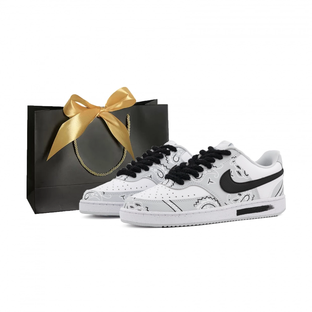 Nike Court Vision Abrasion Resistant Low Top Skateboard Shoes Men's White Gray