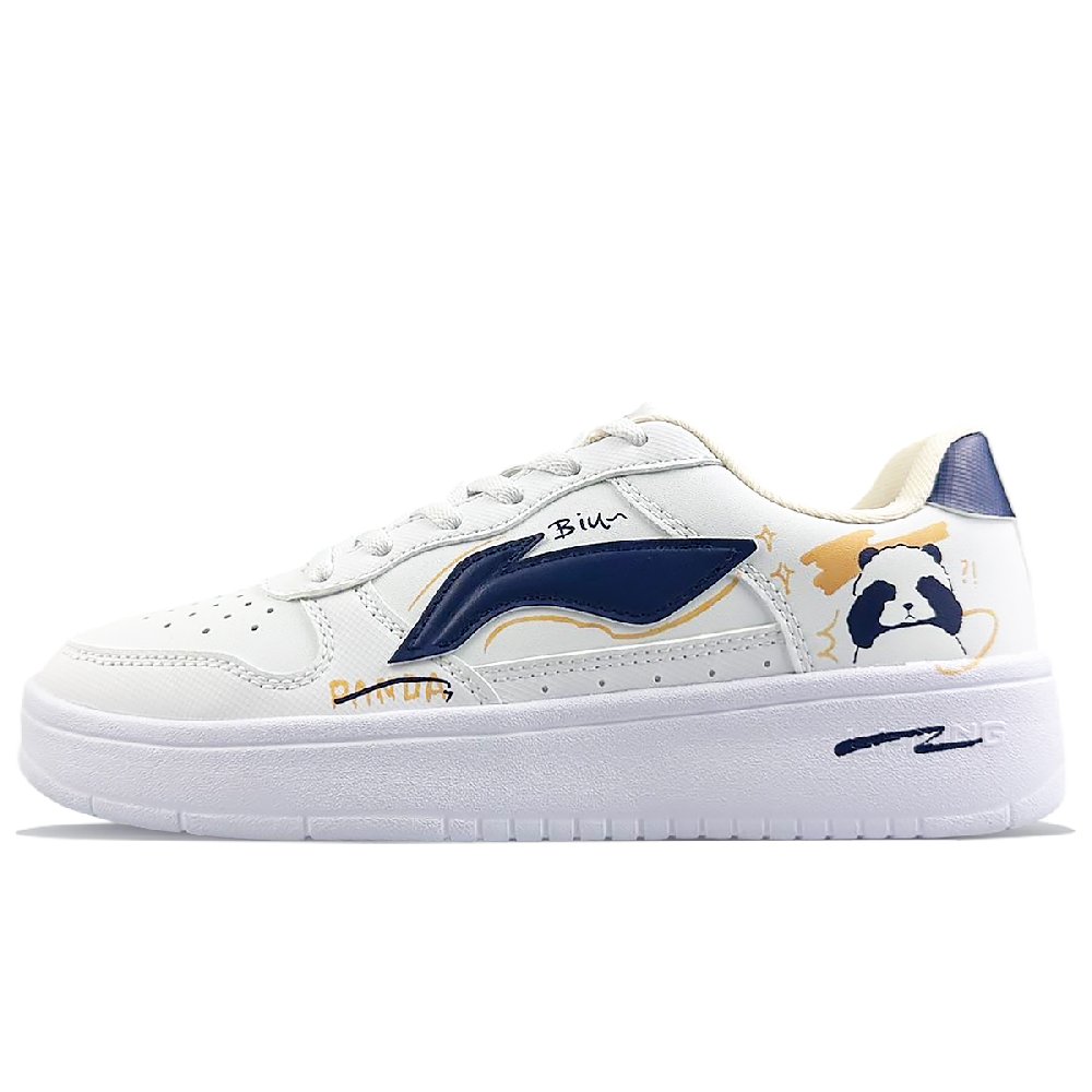 LiNing Pontoon Boats Anti-Slip Wear-Resistant Lightweight Breathable Low-Top Skateboard Shoes Men's White Blue