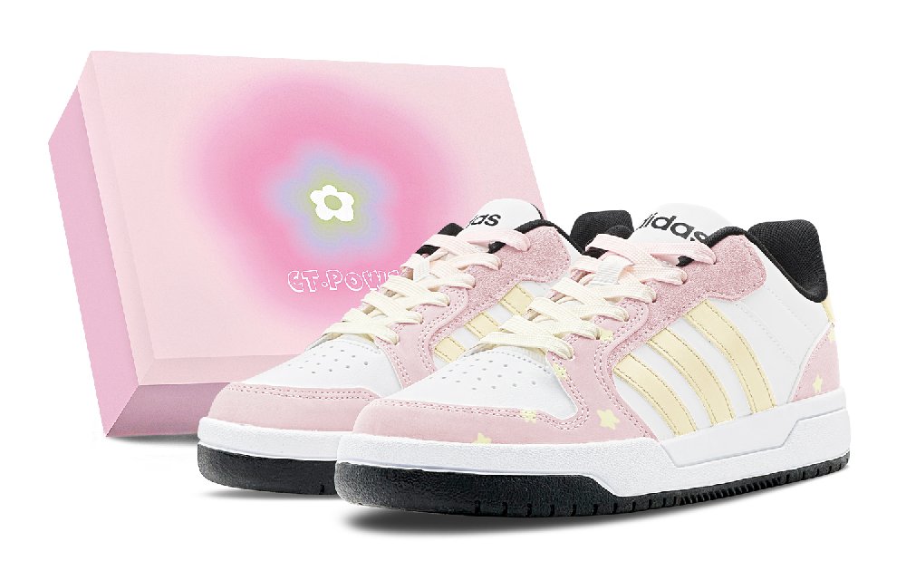 Adidas Neo Entrap Pink Yellow Star Anti Slip Wear Resistant Low Top Vintage Basketball Shoes Unisex Yellow Pink