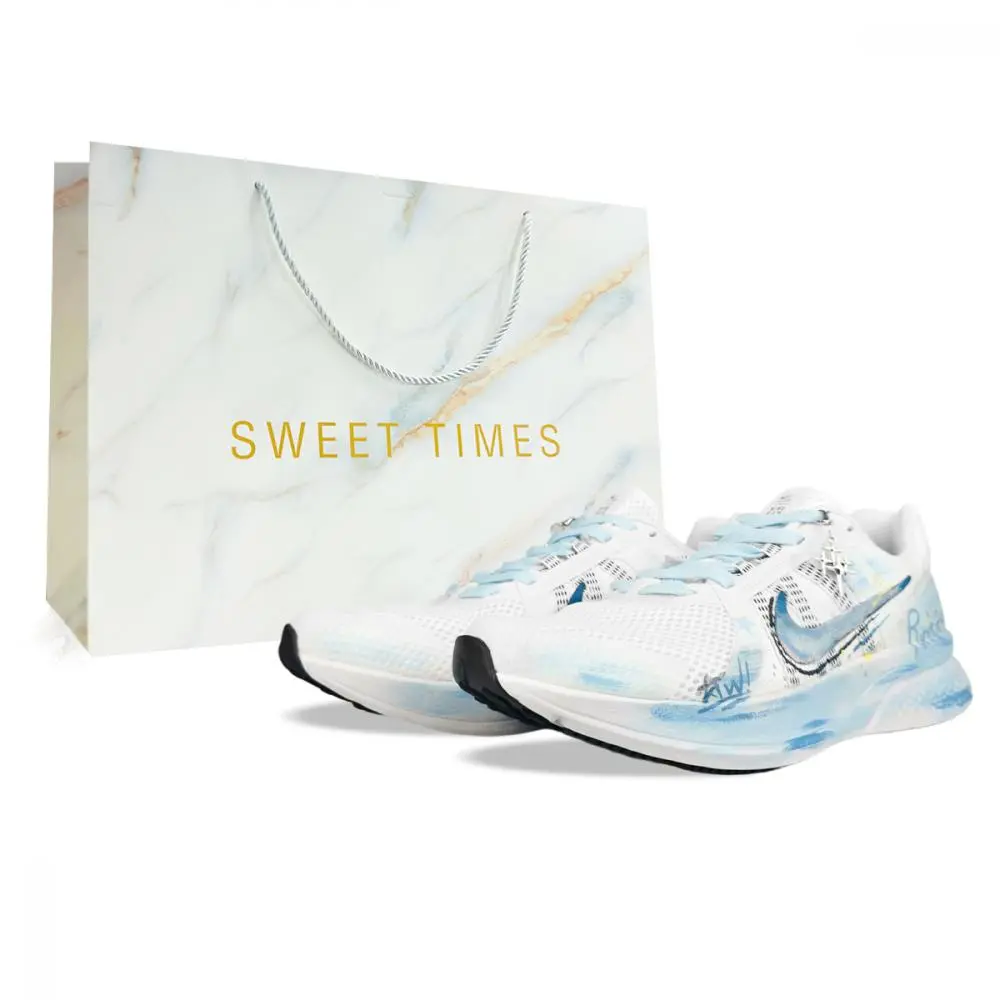 Nike Run Swift 2 Abrasion Resistant Breathable Coverage Low top Running Shoes Men's White Blue