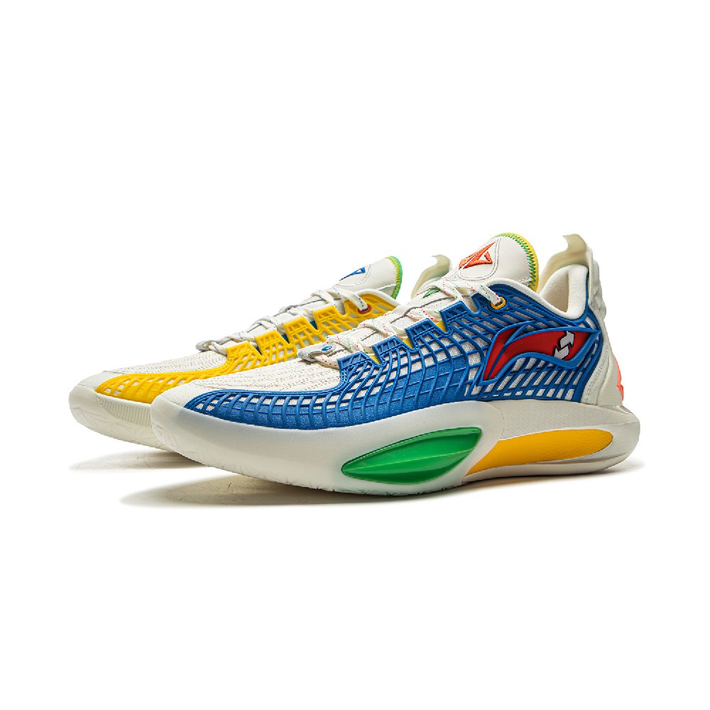 LiNing JB3 Coverage Anti Rollover Low Top Basketball Shoes Men's White Blue Red
