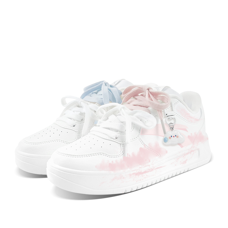 Anta Relaxed Slip Resistant, Lightweight, And Breathable Low Top Skateboard Shoes Unisex Blue Pink Mismatched