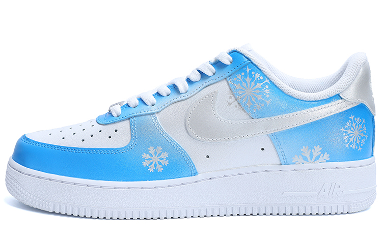 Nike Air Force 1 Low-Top Skateboard Shoes Men's White Blue Silver