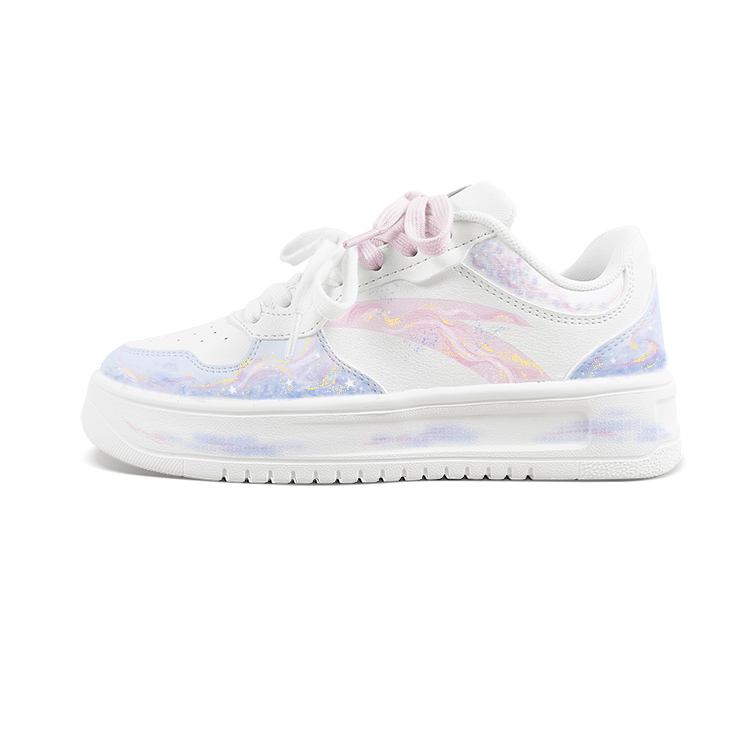Anta Relaxed Anti Slip Wear Resistant Low Top Skateboard Shoes Unisex White Purple Pink