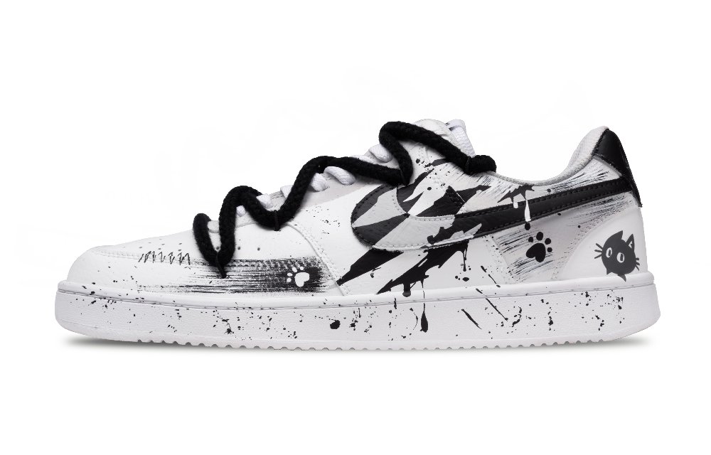 Nike Court Vision 1 Wound Kitten Slip Resistant Abrasion Resistant Low top Skateboard Shoes Men's Black White