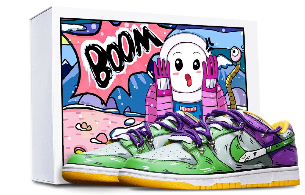 Nike Dunk Low Retro Low Top Skateboard Shoes Men's Green, Gray, Purple