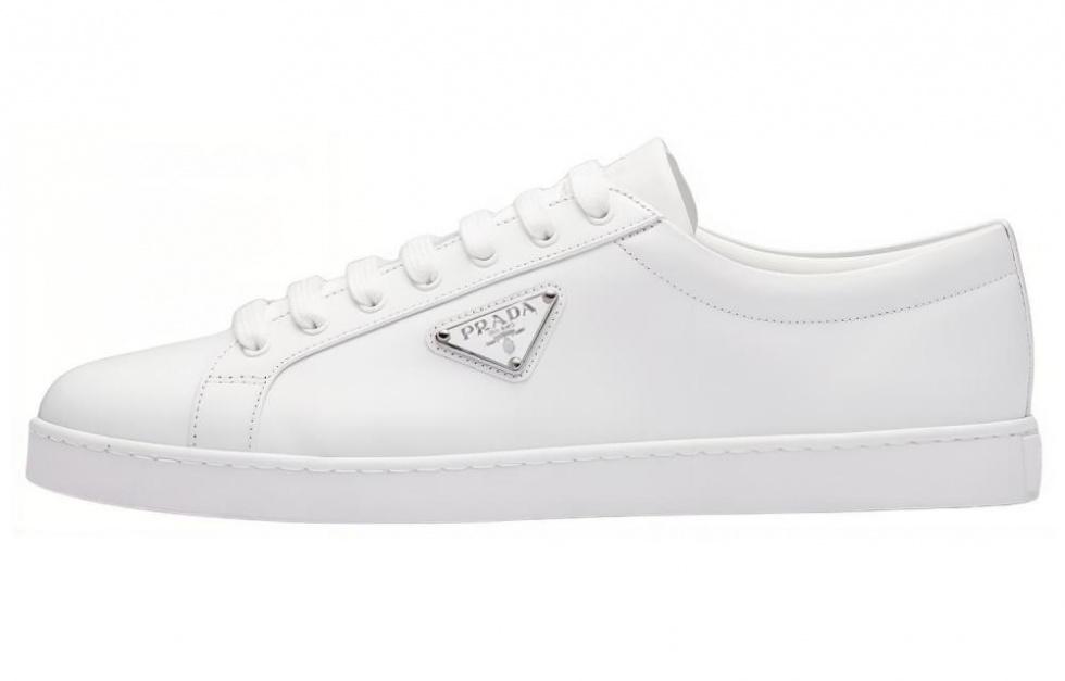PRADA Brushed Sneakers Leather White White