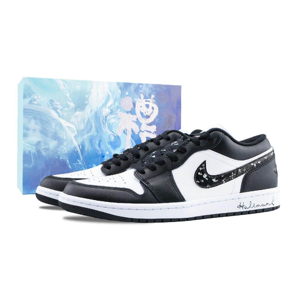 Jordan Air Jordan 1 Silver Pyrite Abrasion Resistant Low Top Vintage Basketball Shoes Unisex Black White